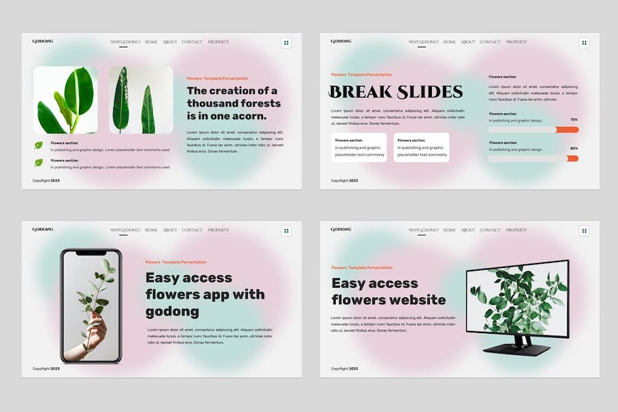 花卉设计展示方案创意应用装饰方案PPT模板 - 顶尖PPT