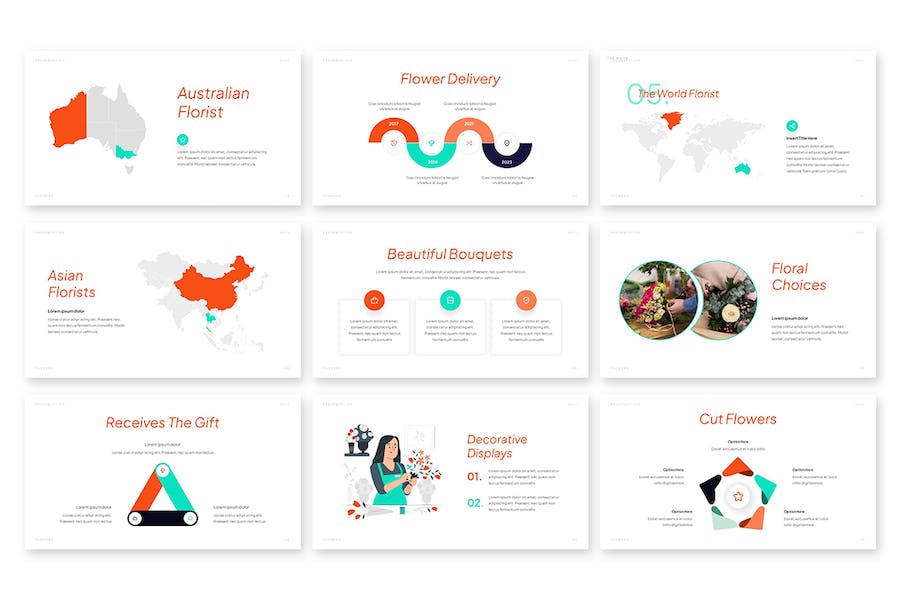 鲜花装饰PPT模板 - 顶尖PPT