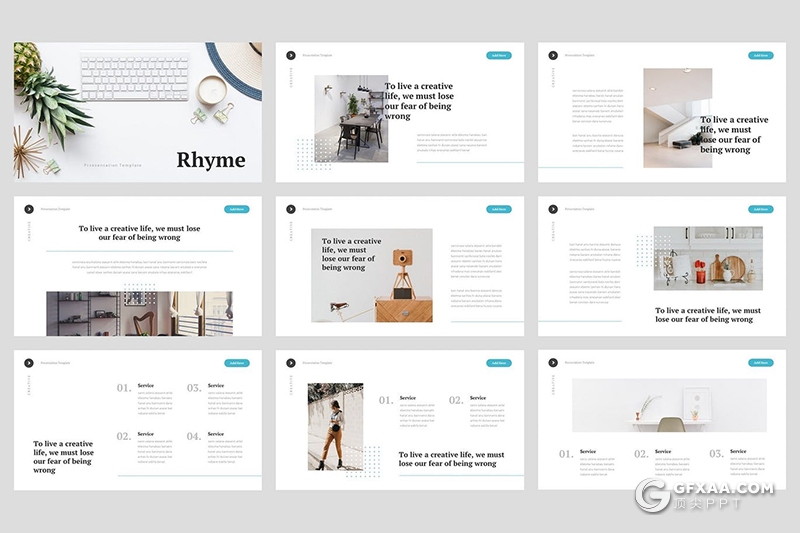 30页极简流行时尚国外小清新风格ppt模板 - 顶尖PPT