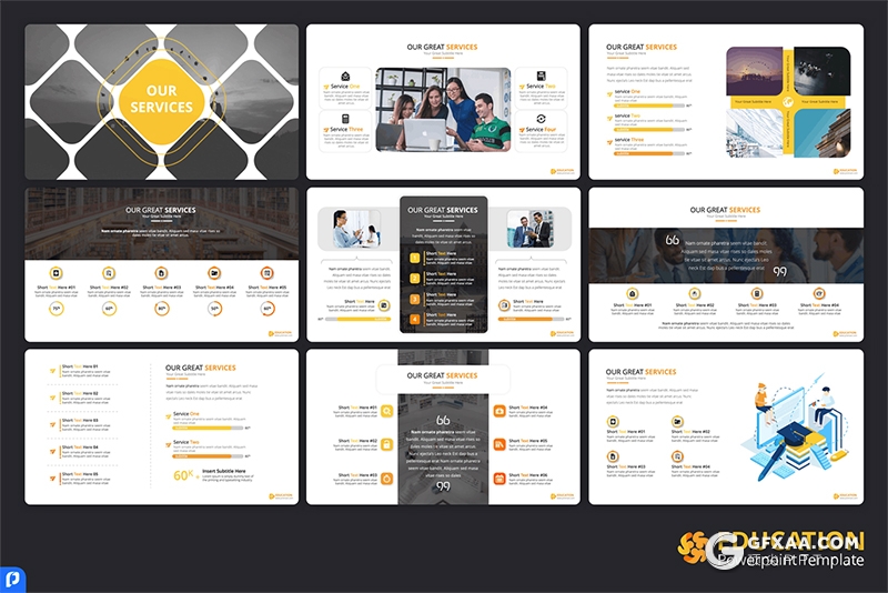 127页教育培训学校学术研究培训机构宣传PPT模板32种xml配色 - 顶尖PPT