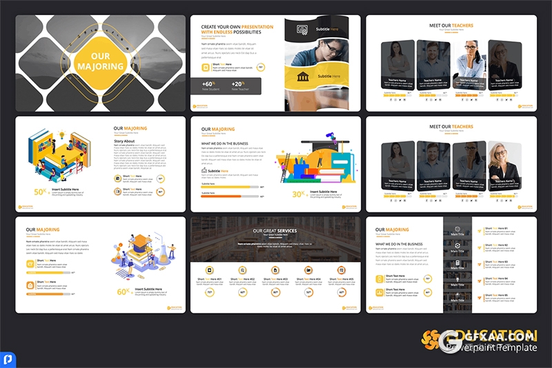 127页教育培训学校学术研究培训机构宣传PPT模板32种xml配色 - 顶尖PPT