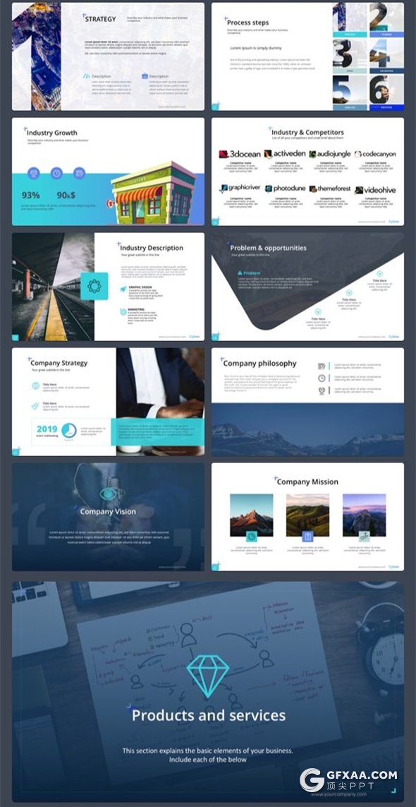 200页国外高端商务风格企业介绍工作计划总结ppt商务信息图形设计卡通插画多用途ppt模板 - 顶尖PPT