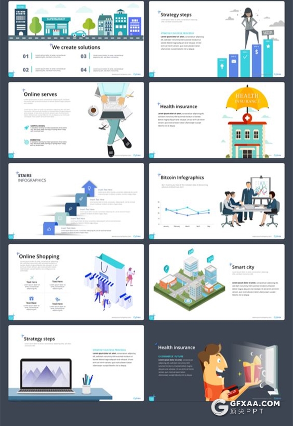 200页国外高端商务风格企业介绍工作计划总结ppt商务信息图形设计卡通插画多用途ppt模板 - 顶尖PPT