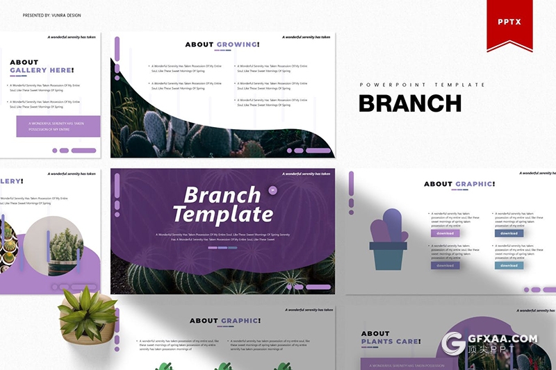 30页绿色植物介绍仙人掌仙人球介绍展示PPT模板5种配色 - 顶尖PPT