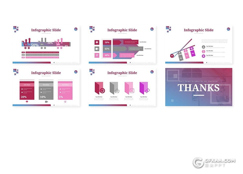 30页渐变风格时尚流行国外多用途PPT模板5种主题配色 - 顶尖PPT
