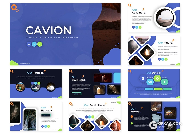 30页国外创意版式图形设计商务年终工作总结计划PPT模板5种主题配色 - 顶尖PPT