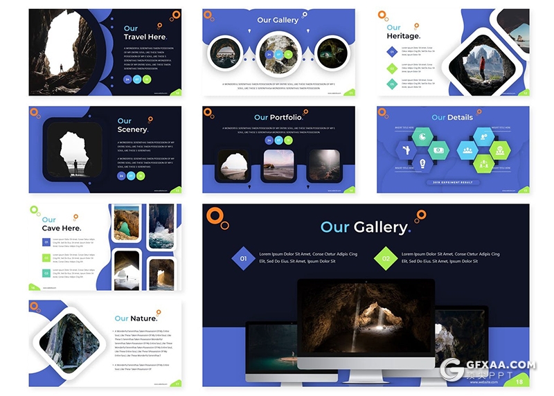 30页国外创意版式图形设计商务年终工作总结计划PPT模板5种主题配色 - 顶尖PPT