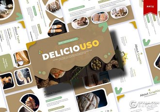 30页创意版式图形设计西式面点餐饮宣传介绍PPT模板5种主题配色 - 顶尖PPT