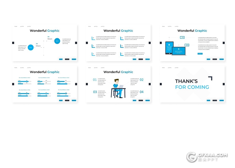 30页扁平化产品展示数据对比分析多用途PPT模板5种主题配色 - 顶尖PPT