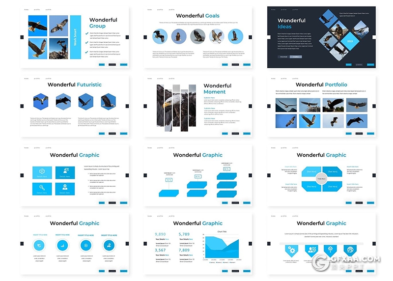 30页扁平化产品展示数据对比分析多用途PPT模板5种主题配色 - 顶尖PPT