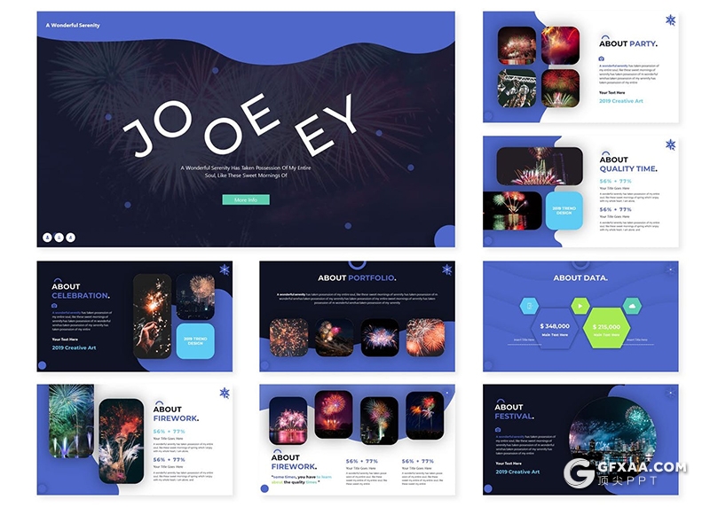 30页创意波浪图形版式设计产品分析产品展示高逼格ppt模板5种主题配色 - 顶尖PPT