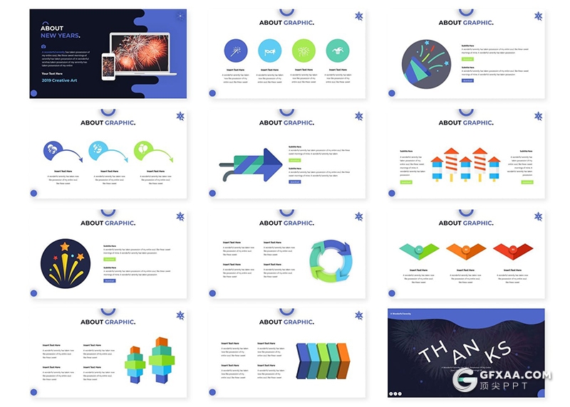 30页创意波浪图形版式设计产品分析产品展示高逼格ppt模板5种主题配色 - 顶尖PPT