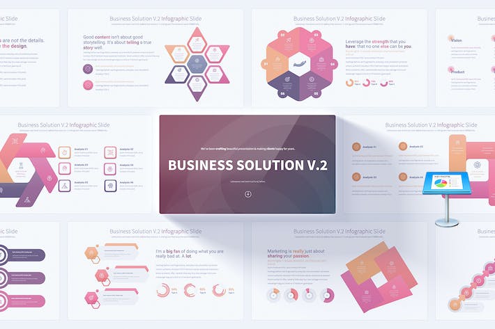 商业解决方案聚合要点图形keynote模板 - 顶尖PPT