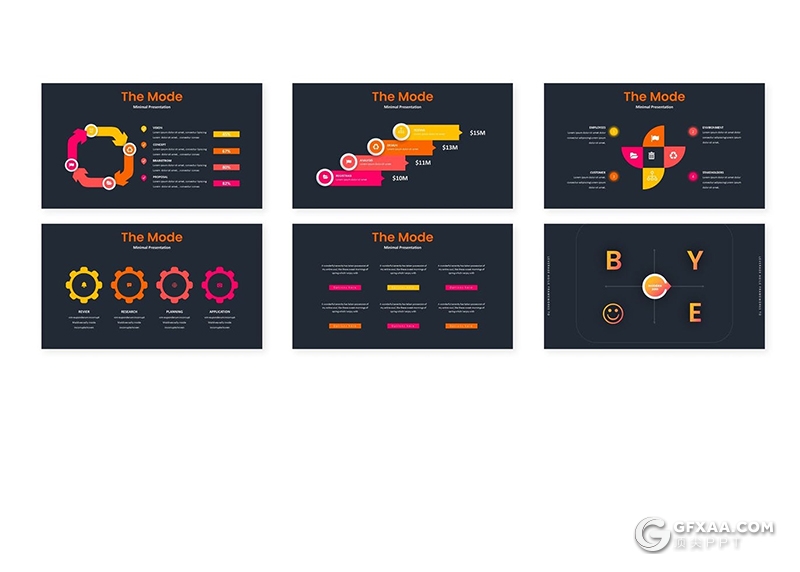 30页创意图形设计国外商务风格多用途PPT模板5种主题配色 - 顶尖PPT