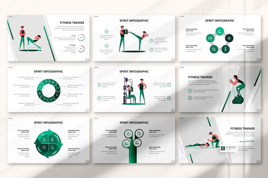 绿色健康精神健身房主题Keynote模板 - 顶尖PPT