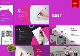 30页时尚杂志风格女性美容化妆主题PPT模板5种主题配色 - 顶尖PPT