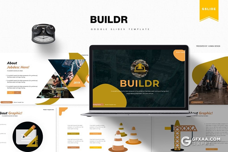 30页欧美风格建筑工程项目介绍展示Google slides模板5种主题配色 - 顶尖PPT