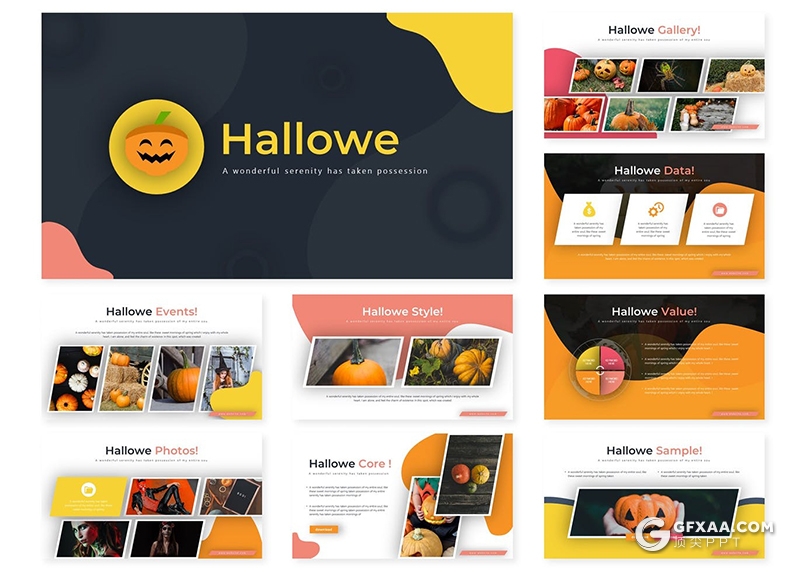 30页卡通风格万圣节主题活动策划PPT模板5种主题配色 - 顶尖PPT