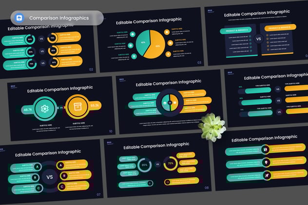 数据比较信息图形keynote模板 - 顶尖PPT