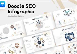 涂鸦风格SEO信息图形卡通人物keynote模板 - 顶尖PPT