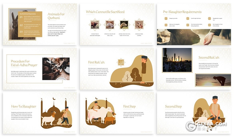 30页扁平化卡通插画牛羊养殖牛羊肉牛排工艺流程市场分析keynote模板3种配色 - 顶尖PPT