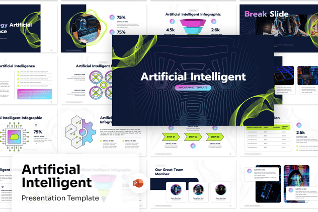 人工智能信息图形PPT模板 - 顶尖PPT