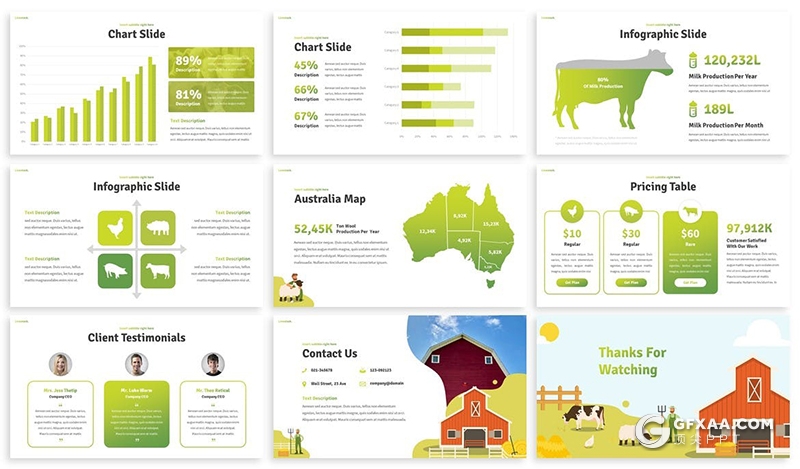 30页卡通插画畜牧业养殖管理介绍PPT模板3种TP主题配色 - 顶尖PPT