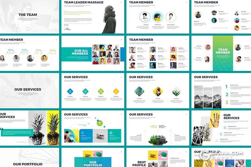 80页彩色欧美简约风格商务多用途PPT模板15种配色文件 - 顶尖PPT