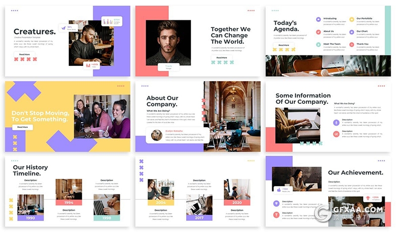 30页时尚商务企业介绍年终工作计划总结PPT模板3种主题配色 - 顶尖PPT