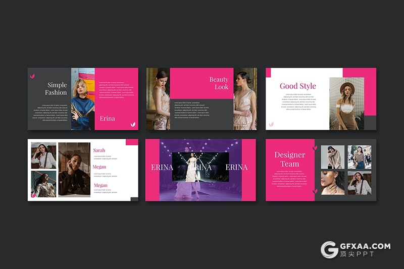 30页简约时尚杂志风格时尚服装秀模特写真展示PPT模板 - 顶尖PPT