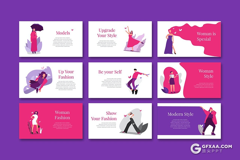 30页简约时尚杂志风格时尚服装秀模特写真展示PPT模板 - 顶尖PPT