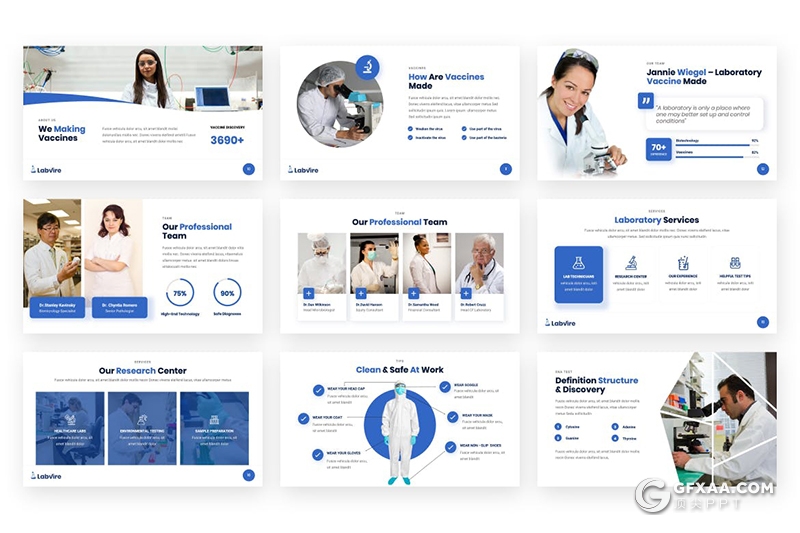 42页蓝色国外创意简约风格医学医药研究工作成果汇报总结PPT模板 - 顶尖PPT
