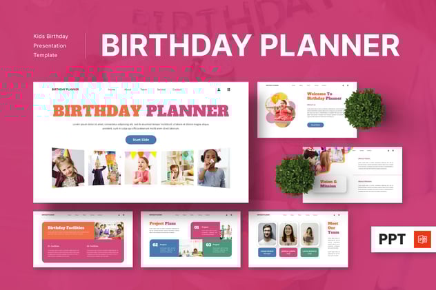 生日策划儿童生日Powerpoint模板 - 顶尖PPT