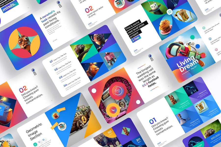 几何创意风格作品展示商务通用PPT模板 - 顶尖PPT