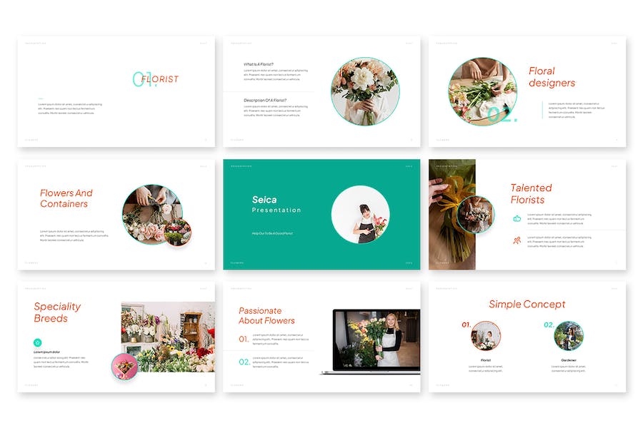 鲜花装饰PPT模板 - 顶尖PPT