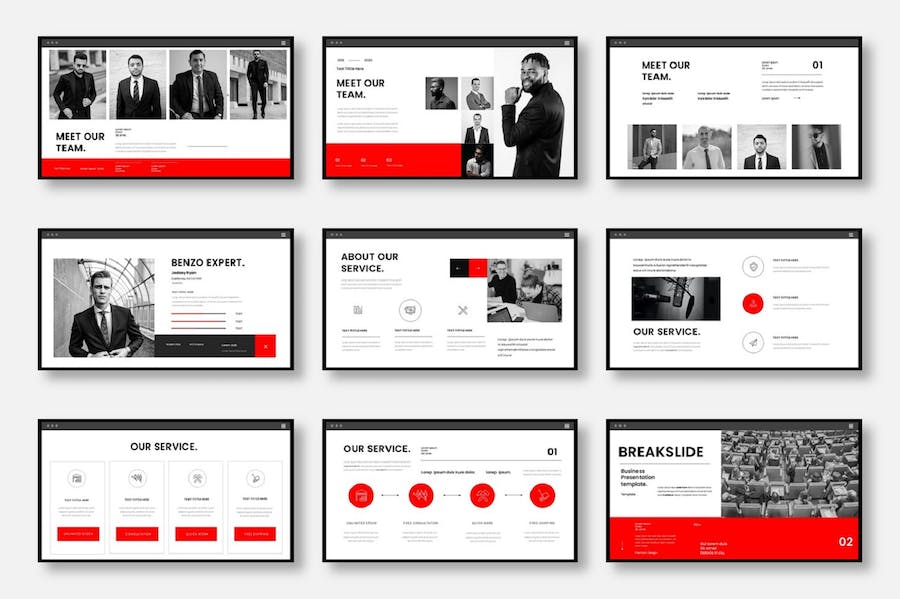 红黑商务商业通用PPT模板 - 顶尖PPT