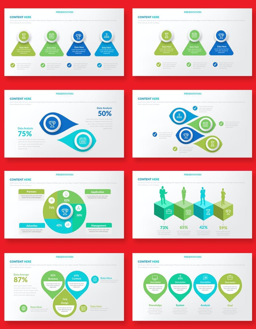大气企业商务数据分析信息图表PPT模板 - 顶尖PPT
