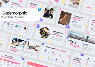 新拟态玻璃风格商务汇报图形图表keynote模板 - 顶尖PPT