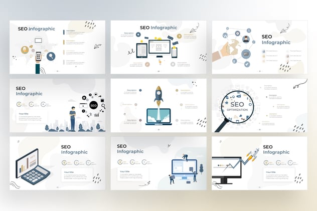 涂鸦风格SEO信息图形卡通人物keynote模板 - 顶尖PPT