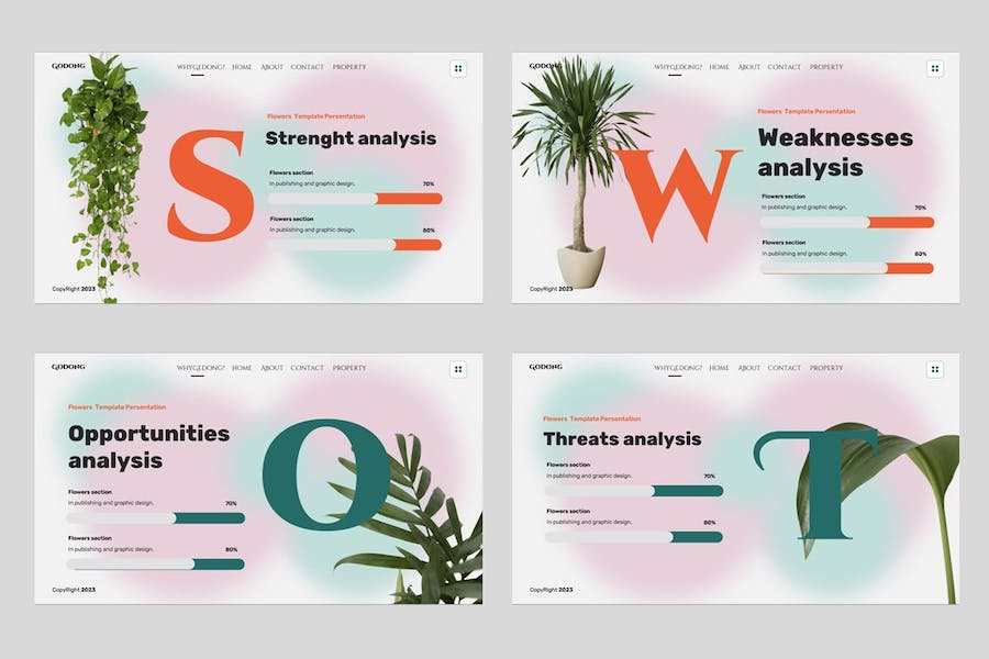 花卉设计展示方案创意应用装饰方案PPT模板 - 顶尖PPT