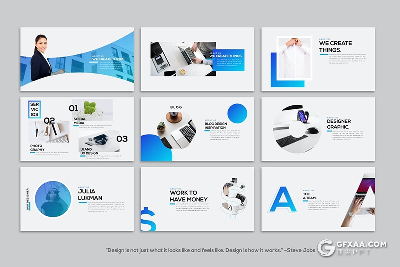 35页蓝色欧美商务风格企业项目规划布局PPT模板 - 顶尖PPT