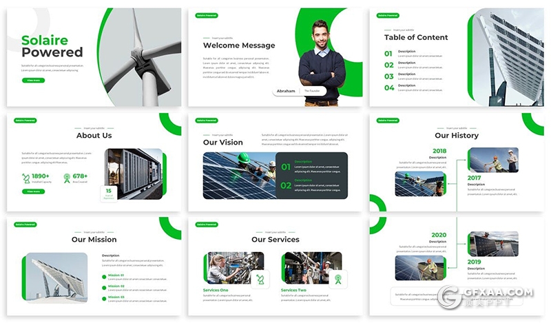 30页新能源太阳能风力发电项目宣传介绍PPT模板3种主题配色2种尺寸 - 顶尖PPT