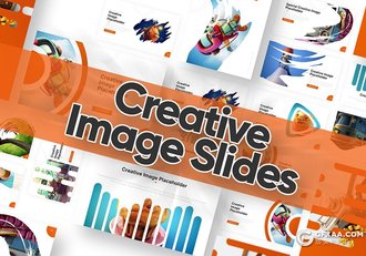 创意图形图片笔刷图形占位符一键换图PPT模板 - 顶尖PPT