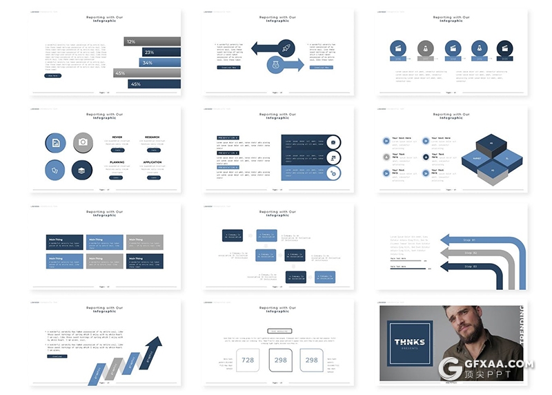 30页简约时尚品牌男人装服装展示介绍Google slides模板5种主题配色 - 顶尖PPT