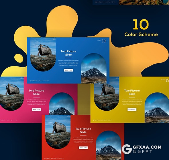 70页国外创意图形设计图片展示欧美keynote模板10种主题配色 - 顶尖PPT