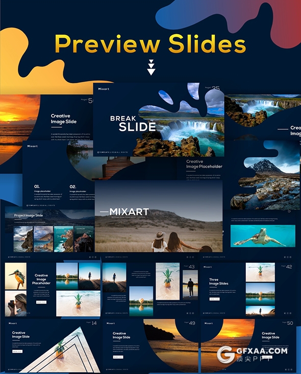 70页国外创意图形设计图片展示欧美keynote模板10种主题配色 - 顶尖PPT