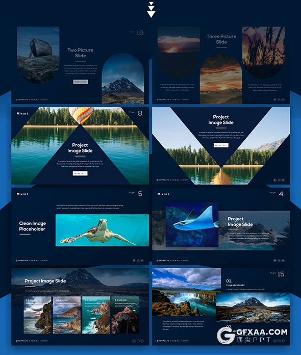 70页国外创意图形设计图片展示欧美keynote模板10种主题配色 - 顶尖PPT