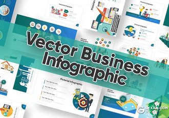 33页创意卡通图形人物插画商务插画PPT模板94种XML配色 - 顶尖PPT