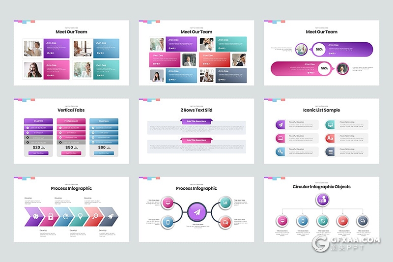 40页彩色商务数据图形工作计划总结PPT模板3种主题配色 - 顶尖PPT