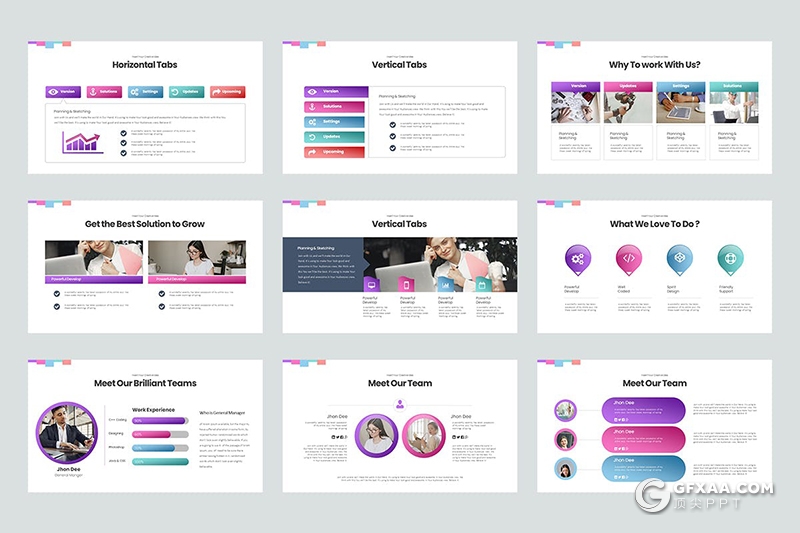 40页彩色商务数据图形工作计划总结PPT模板3种主题配色 - 顶尖PPT